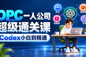 Codex赋能AI一人公司OPC：Skill技能、AI办公、自媒体、短视频、自媒体、电商通关课（完结）
